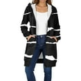 thumbnail image 1 of Women Hoodie Jacket Long Coat Floral Print Zip Up Hooded Cardigan Winter Warm Casual Outerwear with Pockets, 1 of 8