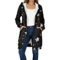 thumbnail image 1 of Women Hoodie Jacket Long Coat Floral Print Zip Up Hooded Cardigan Winter Warm Casual Outerwear with Pockets, 1 of 8