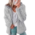thumbnail image 1 of Women Hoodie Jacket Long Sleeve Zipper Sweatshirt Fluffy Fleece Coat Cardigan Hooded Sweatshirt Outwear, 1 of 4