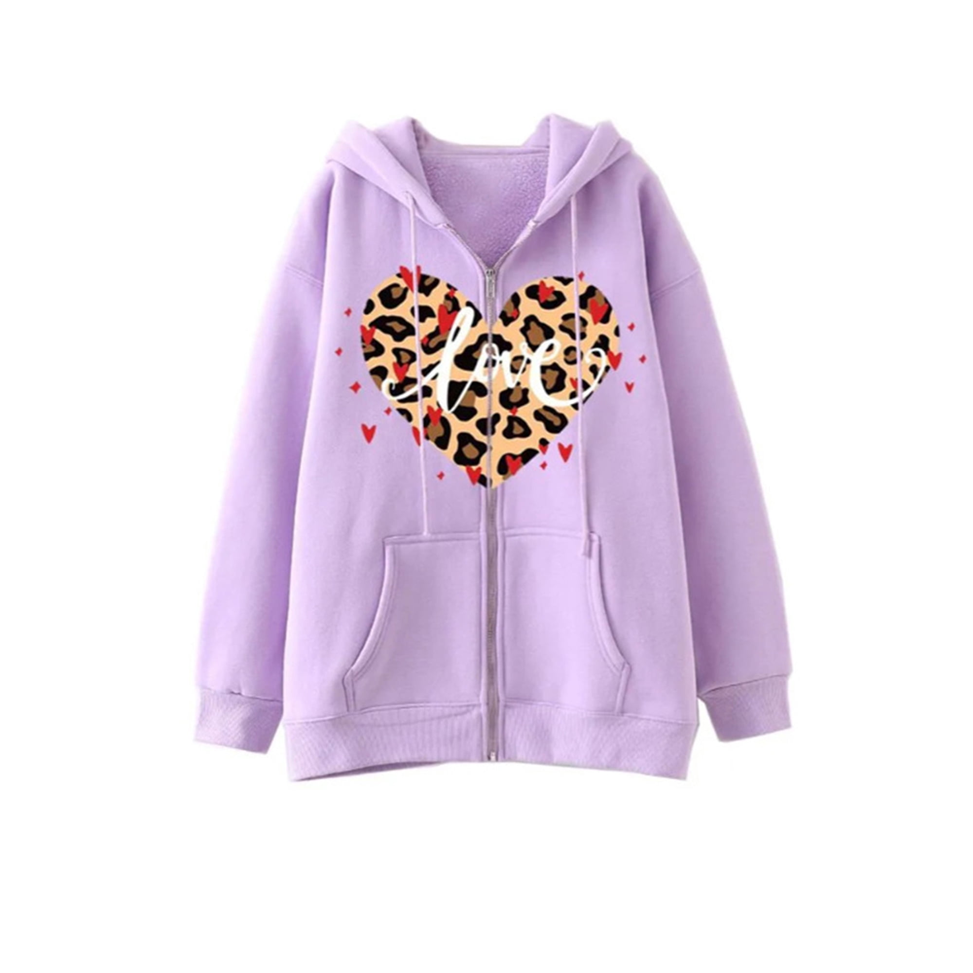 Lilac Leopard Print Heart Sweatshirt