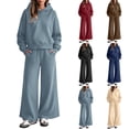 thumbnail image 1 of Women Hoodie Sets 2 Piece Outfits,Long sleeves Sweatshirts,High Waist Wide Leg Pants with Pockets,Solid Color Casual Sets,Fall Tracksuit,Spring Casual Outfits, 1 of 5