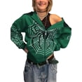thumbnail image 1 of Women Hoodie Sweatshirt Casual Spider Web Print Long Sleeve Zip Up Jacket Autumn Streetwear, 1 of 4