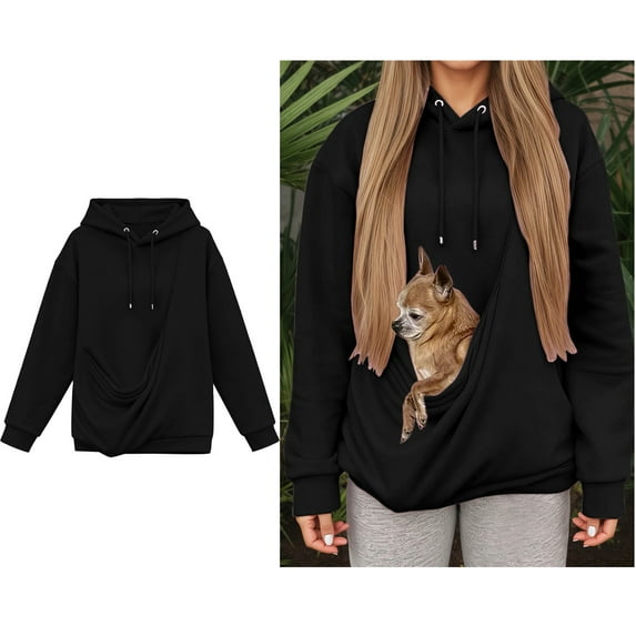 Women Hoodie With Pet Pouch Dog Holder Carrier Sweatshirt Casual Long Sleeve Oversized Pocket Sweatshirt for Women Fall Winter Clothes