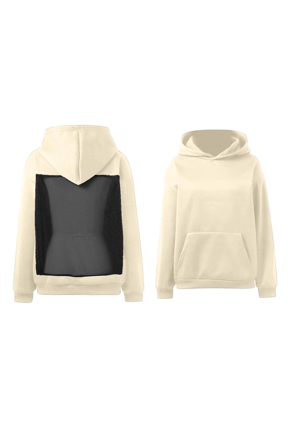 Women Hoodie with Hollow Mesh Back Long Sleeve Casual Pullover Sweatshirt Backless Sweatshirt