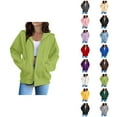 thumbnail image 1 of Women Hoodies Casual Hoodie Women Women Fashion Solid Loose Hooded Zipper Hoodie Long Sleeve Jacket Green - XXL, 1 of 6