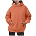 thumbnail image 1 of Women Hoodies Casual Oversized Hoodies Solid Color Long Sleeve With Pockets Sweatshirts Womens Tops,Orange,2XL, 1 of 5