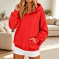 thumbnail image 1 of Women Hoodies Casual Pullover Long Sleeve Sweatshirt Kangaroo Pocket Plain Basic Fall Hoodies Red L, 1 of 6