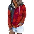thumbnail image 1 of Women Hoodies Clearance V-Neck Pullover Hoodies Tie-Dye Sweatshirts Drawstring Long Sleeve Tops, 1 of 6