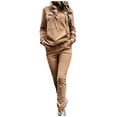 thumbnail image 1 of Women Hoodies Women Solid Color Leisure Time Hood Sweater Athletic Wear Long Sleeves Suit, 1 of 5