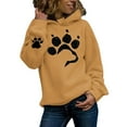 thumbnail image 1 of Women Hoodies Women's Casual Cat Paw Print Long-Sleeved Pullover Hooded Thin Fleece Sweater, 1 of 7