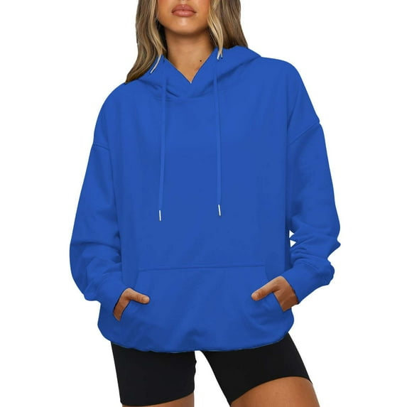 Women Hoodies Fleece Oversized Sweatshirt Drop Shoulder Long Sleeve Athletic Workout Pullover Y2K Clothes