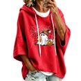 thumbnail image 1 of Women Hoodies Halloween Thin Ghost Pattern Print 3/4 Sleeve Holiday Party Pullover Sweatshirt Tops Fall Warm Apparel Red XL, 1 of 5