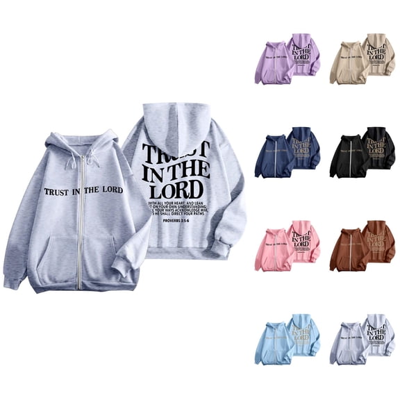 Women Hoodies Lightweight Hoodies for Women Women's Fashionable Letter Printed Zipper Long Sleeved Pocket Drawstring Casual Sports Hoodie (6) Green - S