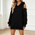 thumbnail image 1 of Women Hoodies Off-shoulder Hoodies Long Sleeve Plain Tunic Cold Shoulder Pullover Oversized Hooded Sweatshirt Women's Fall 2026 Outfits(Black,L), 1 of 8