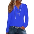 thumbnail image 1 of Women Hoodies Oversized Short Sleeved Round Neck Zipper Thin Hoodie T-Shirt Casual Basic Pullover Sweatshirts Blue S-2XL, 1 of 6