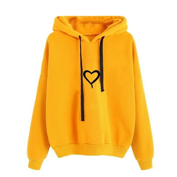 Women Hoodies Pullover! ZVNAΖH Women's Love Heart Graphic Print Long Sleeve Drawstring Hooded Sweatshirt, Valentine's Day Gifts