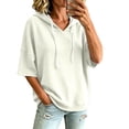 thumbnail image 1 of Women Hoodies Relaxed Bat Sleeve Hooded Sweatshirt with Drawstring Pullover for Spring Summer Fall Women Sweatshirt White Jacket, 1 of 5