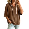 thumbnail image 1 of Women Hoodies Relaxed Bat Sleeve Hooded Sweatshirt with Drawstring Pullover for Spring Summer Fall Women Sweatshirt White Jacket, 1 of 5