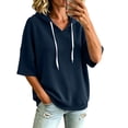 thumbnail image 1 of Women Hoodies Relaxed Bat Sleeve Hooded Sweatshirt with Drawstring Pullover for Spring Summer Fall Women Sweatshirt White Jacket, 1 of 5