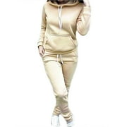 DEWADBOW Women Hoodies Sports Tops Pants Tracksuit Sweat Suit Jogging Set