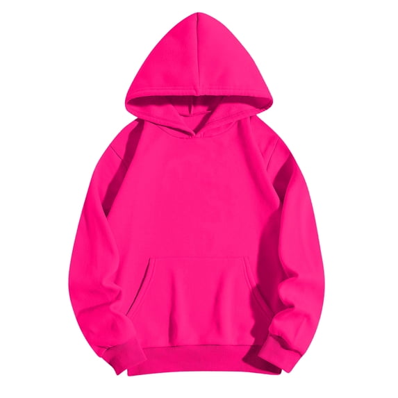Women Hoodies Sweatshirts Sweaters Fleece Hooded Oversized Long Sleeve Crewneck Shirts Fall Winter Outfits Pocket Hot Pink L