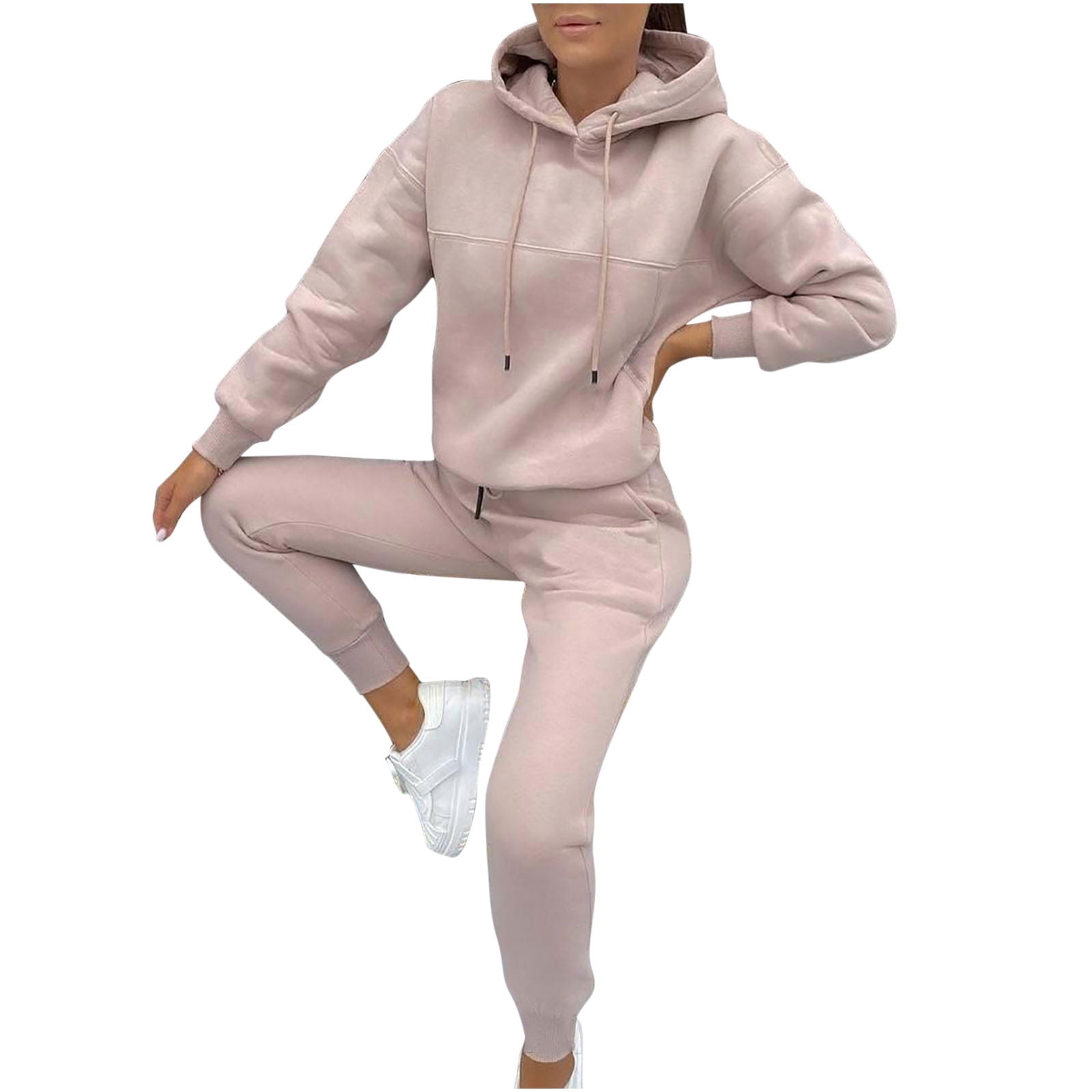 Women Hoodies Sweatsuit Long Sleeve Hooded Matching Joggers Sweatpants 2  Piece Tracksuit Sets Fall Winter Warm Jumpsuits Outfits Set 
