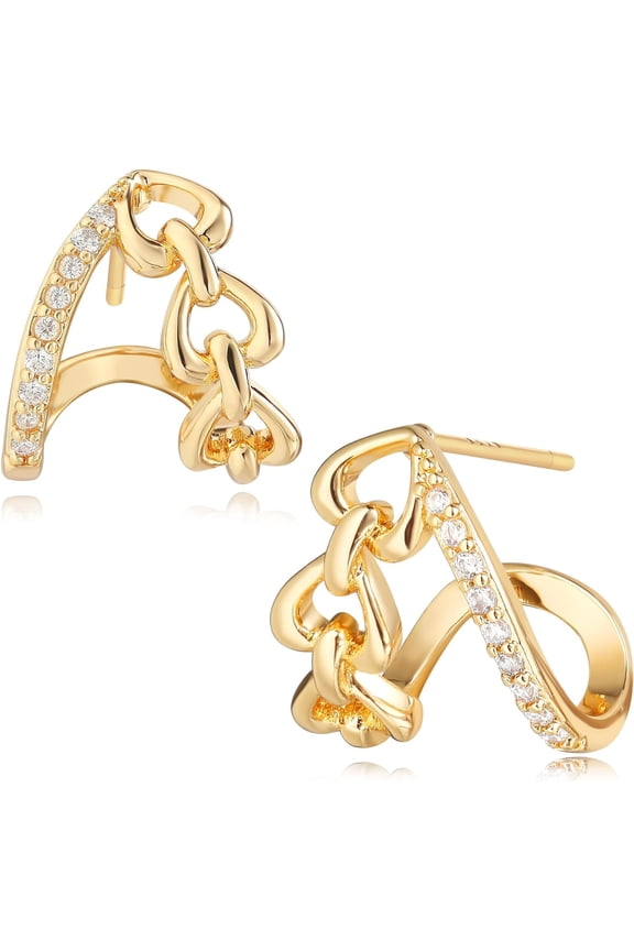 Women Hoop Earrings 14K Gold Plated Lightweight Chunkly Open Hoops | Gold Hoop Earrings for Women Spike Illusion Jewelry Handmade Trendy Gold Earrings Hypoallergenic Dainty Jewelry Gift