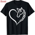 thumbnail image 1 of Women Horse Heart Graphic Cotton T Shirt Casual Breathable Short Sleeve Round Neck Top Black S-5XL, 1 of 5