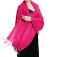 thumbnail image 1 of TZ Promise Women Hot Pink Pashmina Shawl and Wrap Soft Solid Color Scarf with Fringes, 1 of 5
