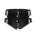 thumbnail image 1 of Women Hot Shorts Black PVC Summer Skinny Faux Leather Shorts Plus Size Low Sexy Waist Women's Zipper Open Crotch Mini Shorts, 1 of 7