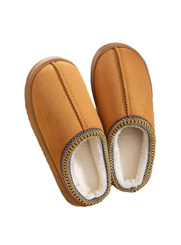 Women House Bedroom Slippers,Hard Sole Thick Platform Shoes Indoor Outdoor with Fuzzy Lining Memory Foam Slip On Size 8