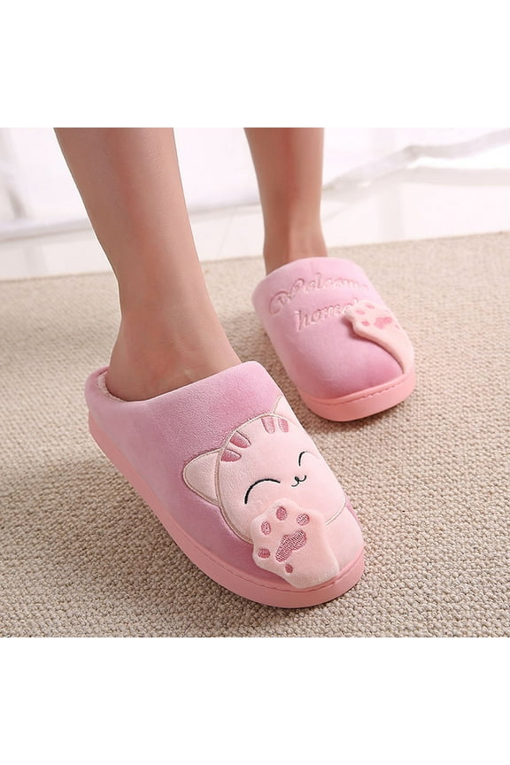 Women House Slippers Winter Cozy Cute Furry Cats Animals Home Slipper Indoor Outdoor for Girls Ladies