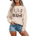 thumbnail image 1 of Women Howdy Western Cowboy Skeleton Sweatshirt, Retro Halloween Oversized Crewneck Pullover, 1 of 6