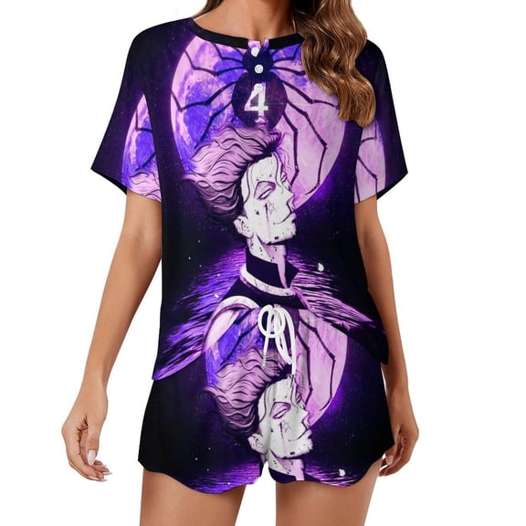 Women Hunter X Hunte Hisoka Summer Pajamas Set Loungewear Sleepwear Short Sleeve Shirt with Shorts