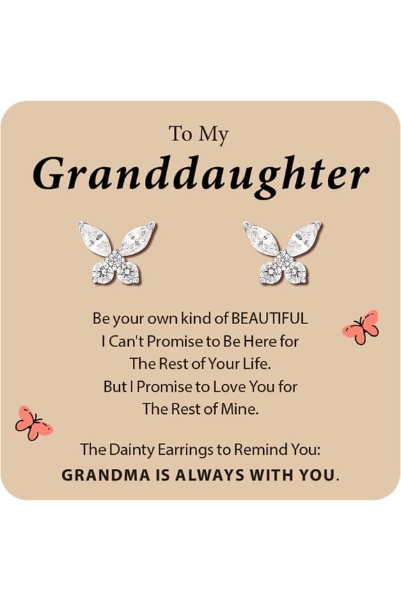 Women Hypoallergenic Butterfly Earrings Screw Back Implant Grade Butterfly Studs Gifts for Daughter/Granddaughter/Niece