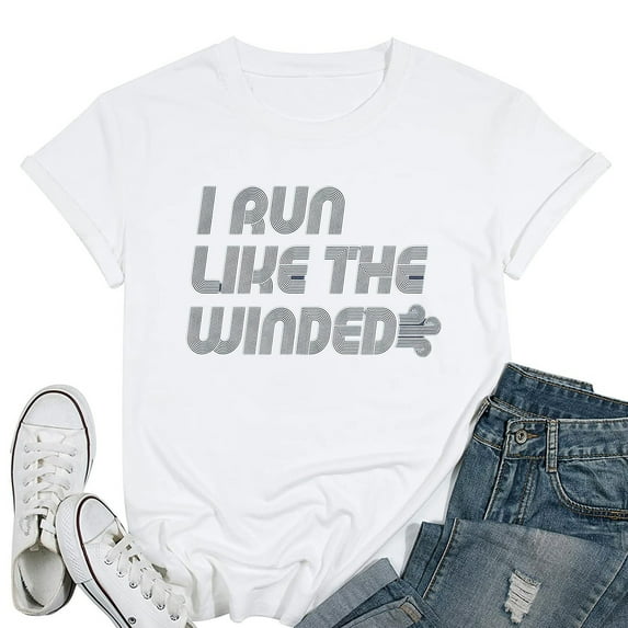 Women I Run Like The Winded Tshirt Funny Jogging Fitness Tee White 3X-Large