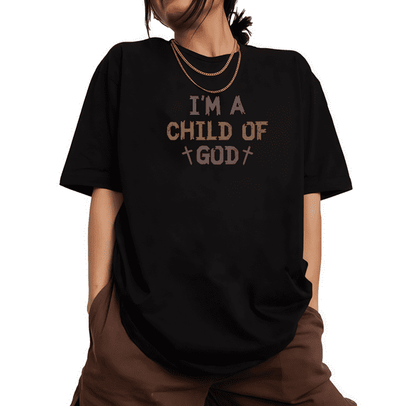 Women I'm A Child Of God Graphic Tee Christian Religious T Shirt Top Inspirational Distressed Multi Color Short Sleeve Black S-5XL