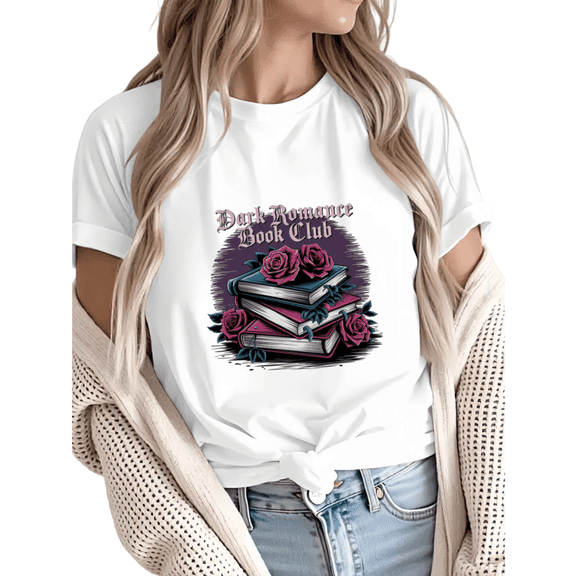 Women I'm A Dark Romance Addict Dripping Heart Graphic fun Tees Tops Round Neck Cotton T Shirt White S-5XL