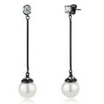 thumbnail image 1 of Women IP Black Stainless Steel Earrings with Synthetic in White, 1 of 1
