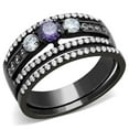 thumbnail image 1 of Women IP Black Stainless Steel Ring with AAA Grade CZ in Amethyst - Size 7, 1 of 1