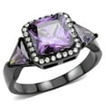 thumbnail image 1 of Women IP Black Stainless Steel Ring with AAA Grade CZ in Amethyst - Size 8, 1 of 1