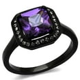 thumbnail image 1 of Women IP Black Stainless Steel Ring with AAA Grade CZ in Amethyst - Size 9, 1 of 1