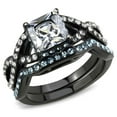 thumbnail image 1 of Women IP Black Stainless Steel Ring with AAA Grade CZ in Clear - Size 8, 1 of 1