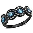 thumbnail image 1 of Women IP Black Stainless Steel Ring with AAA Grade CZ in Sea Blue - Size 10, 1 of 1