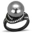 thumbnail image 1 of Women IP Black Stainless Steel Ring with Synthetic in Gray - Size 5, 1 of 1