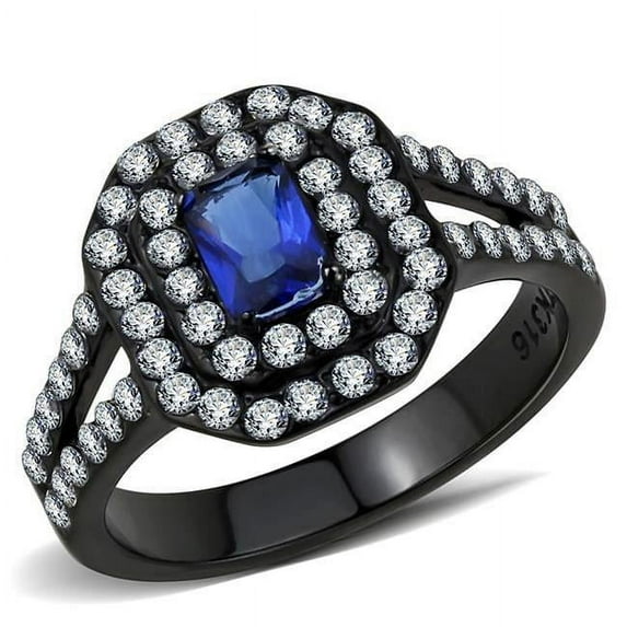 Women IP Black Stainless Steel Ring with Synthetic in Montana - Size 5