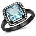 thumbnail image 1 of Women IP Black Stainless Steel Ring with Synthetic in Sea Blue - Size 8, 1 of 1