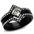 thumbnail image 1 of Women IP Black Stainless Steel Ring with Top Grade Crystal in Clear - Size 9, 1 of 1