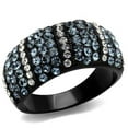 thumbnail image 1 of Women IP Black Stainless Steel Ring with Top Grade Crystal in Montana - Size 9, 1 of 1