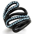 thumbnail image 1 of Women IP Black Stainless Steel Ring with Top Grade Crystal in Sea Blue - Size 7, 1 of 1